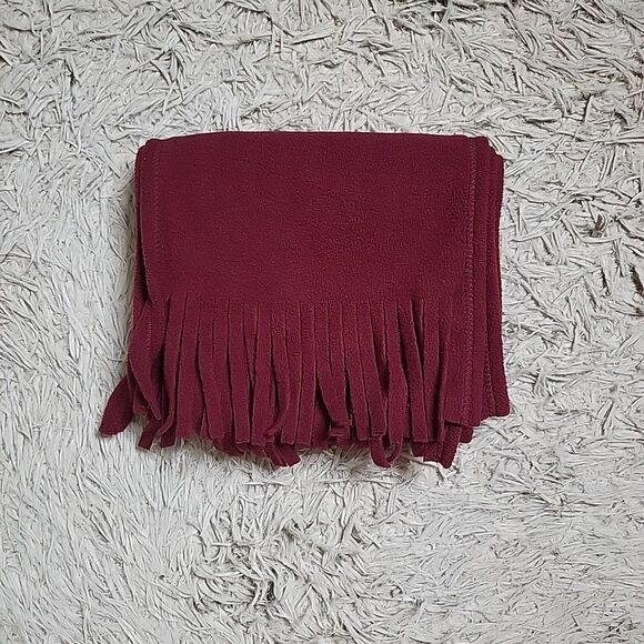 Burgundy Red Fleece Scarf Winter Fall Accessory Basics Classic Gorpcore Ski with - Picture 16 of 16